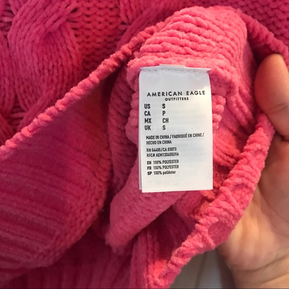 NWT American Eagle Pink Cable Knit Sweater - Picture 6 of 6